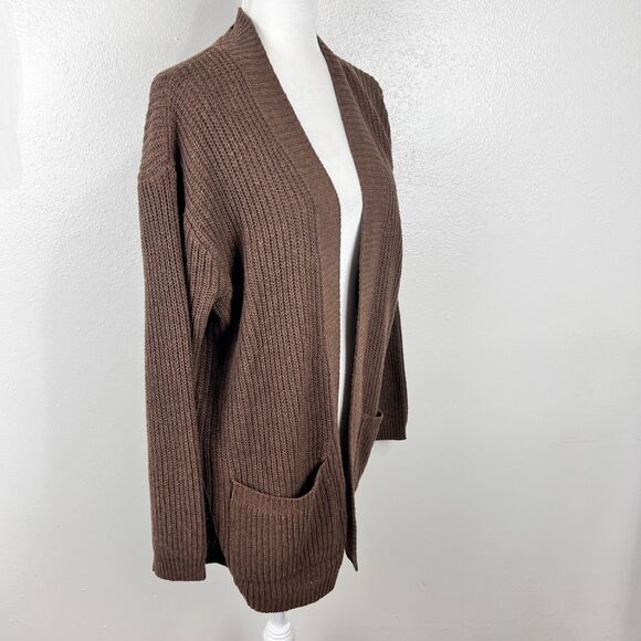 Andree by Unit Sweater Women Small Brown Open Front Knit Cardigan Pockets L/S - Picture 4 of 12